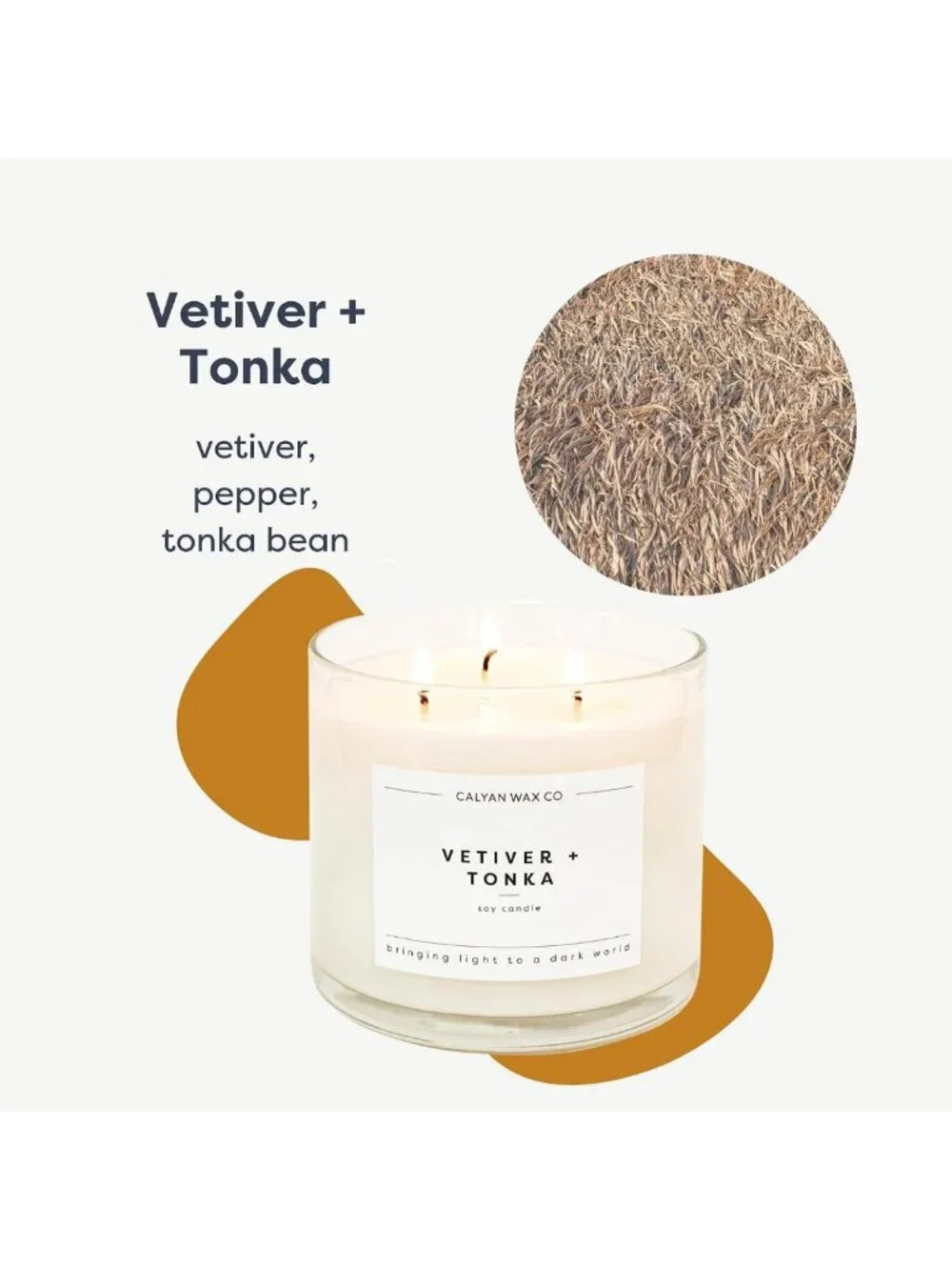 Vetiver & Tonka 3-Wick Luxury Scented Candle | Long Lasting 43 Hour Burn